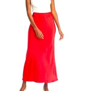 Women's Maxi Slip Skirt Red Small